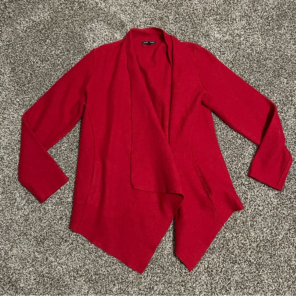 Eileen Fisher Red Merino Wool Cardigan